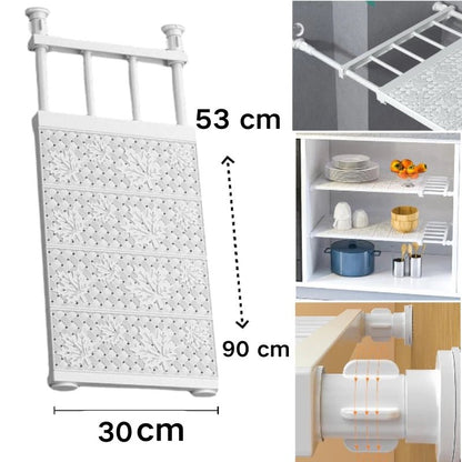 Prateleira Organizadora Retrátil – 53 a 90 cm, Aço Inox Branco, Largura 30cm - Achei na Lojinha