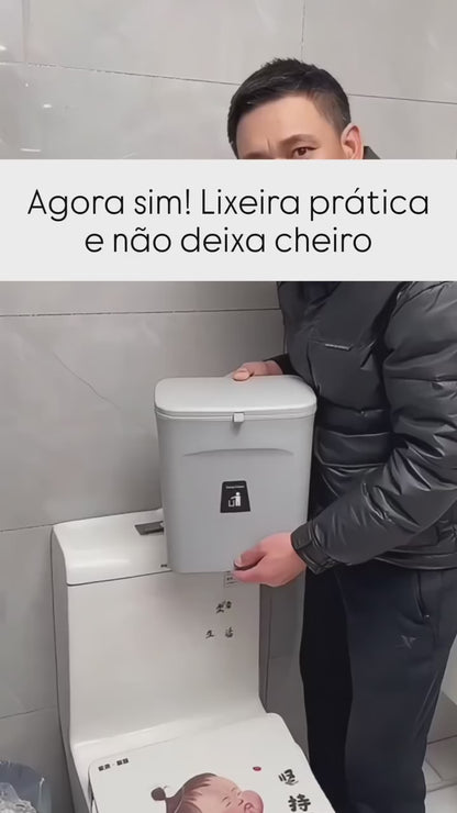 Lixeira Compacta Pendurável com Tampa 7 Litros – Organização e Praticidade ao seu Alcance!