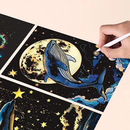 Quadro de Raspar Arte Mágica Neon (Kit com 4) – Raspe, Descubra e Veja o Brilho Acontecer! - Achei na Lojinha