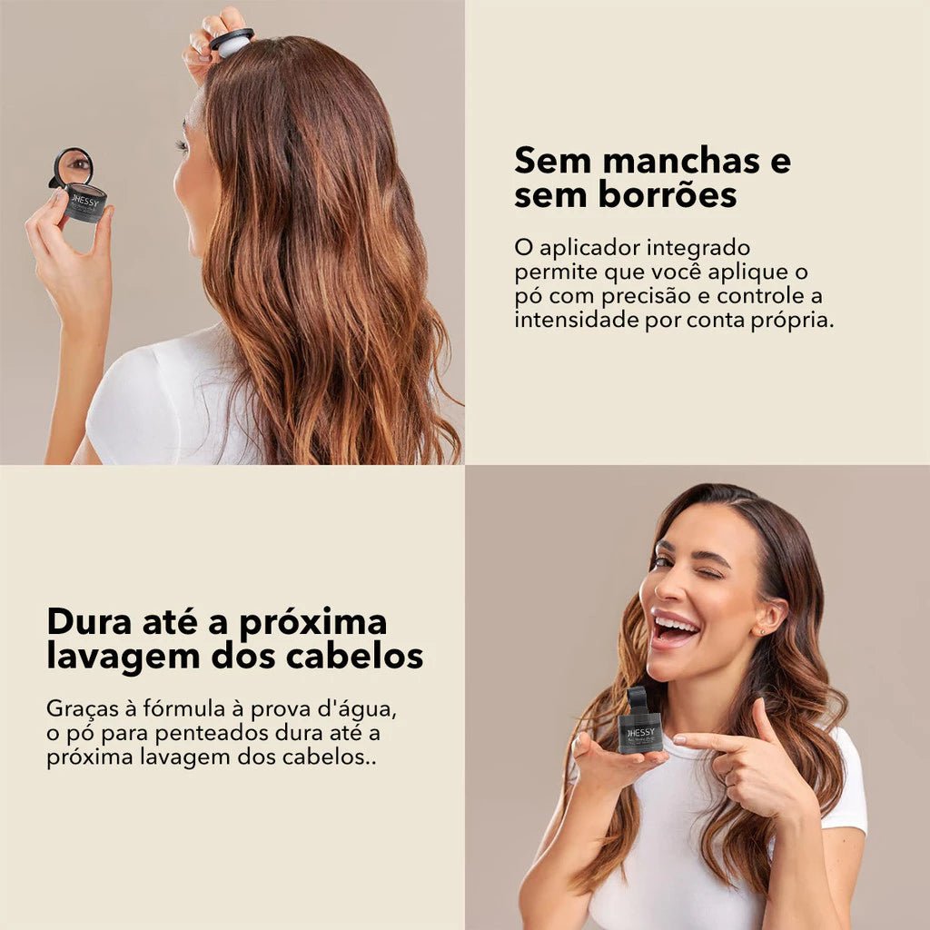 Sombra Capilar em Pó Jhessy – Cobre Falhas, Disfarça Fios Brancos e Realça a Linha do Cabelo - Achei na Lojinha