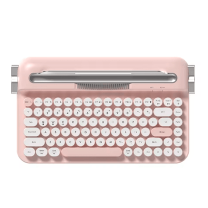 Teclado Bluetooth Dual Connect Recarregável com Suporte - Achei na Lojinha